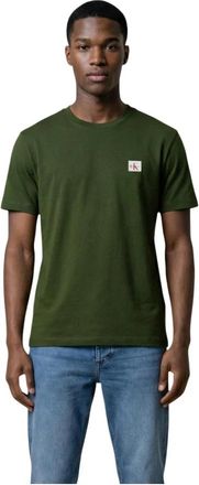 Calvin Klein Jeans Short Sleeve Round Neck Cotton T-Shirt - Heren - T-shirts - Groen - S - Katoen - Tops