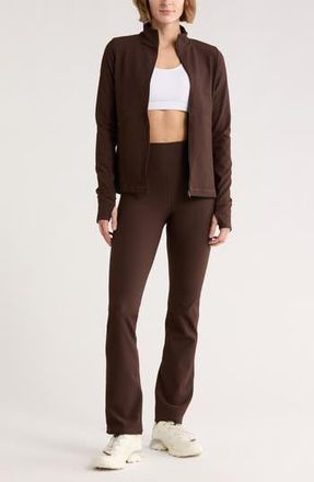 Zella Perform Rib High Waist Bootcut Leggings in Brown Mole at Nordstrom Rack, Size X-Small