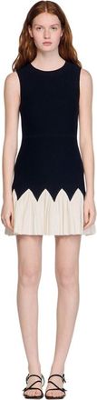 Sandro Two-tone short knit dress in Black /Ecru at Nordstrom, Size 42 Eu