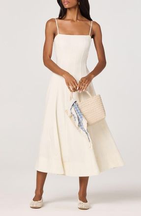 ASTR the Label Trisha Tie Strap Midi Dress in Bone at Nordstrom, Size Medium