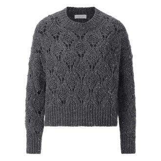 Rich & Royal Pullover Ajour con Paillettes - - Knitwear - Donna - Grigio - L