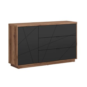 Petits Meubles Aparador 3 cajones y 1 puerta estratificado Negro marr&oacute;n