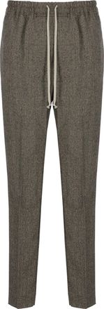 Rick Owens Straight Leg Wool Trousers With Elastic Waistband And Hidden Closure