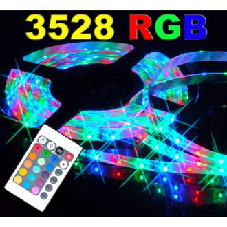 Trade Shop Trade Shop - Tira Led Smd 3528 Rgb Ip65 Bobina De 5 Metros Con Alimentador Y Mando A Distancia