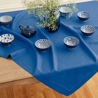 Solino Home Linen Table Throw - Classic Hemstitch, 52 x 52 Inch, 52 x 52 Inch in Indigo Blue at Nordstrom, Size Medium