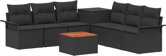 vidaXL Juego De Sof&aacute; 8 Uds. Negro Rat&aacute;n Sint&eacute;tico Y Acero Vidaxl
