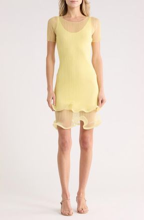 SIMKHAI Jett Short Sleeve Ruffle Dress in Buttercream at Nordstrom Rack, Size Small
