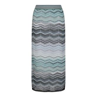 Missoni Maxi Skirts, female, Multicolor, Size: S Viscose Skirt with Laminated Chevron Pattern