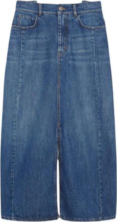 Max Mara Rokken, Dames, Blauw, M, Denim, Denim Maxi Rok met Zakken