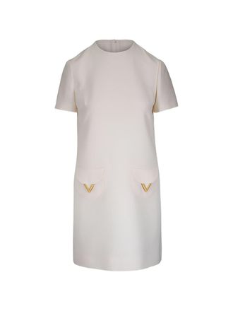 Valentino Womens Vlogo Signature Wool And Silk Dress