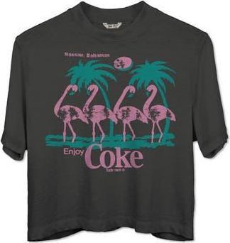 Junk Food Coca Cola Flamingo Crop Graphic T-Shirt in Vintage Black at Nordstrom Rack, Size X-Large