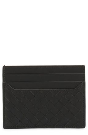 Bottega Veneta Intrecciato Piccolo Leather Card Case in Dark Green-Silver at Nordstrom