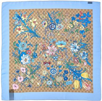 Gucci Printed Gg Silk Twill Carre