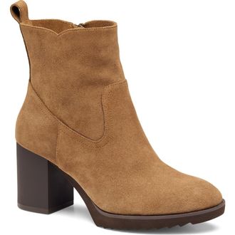Johnston & Murphy Izzie Waterproof Platform Bootie in Whiskey Waterproof Suede at Nordstrom, Size 10