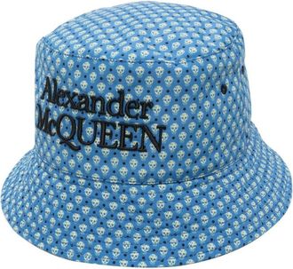 Alexander McQueen Blue Logo Bucket Hat
