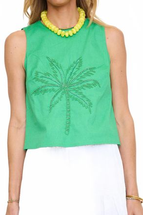 Ciebon Berit Embroidered Palm Tree Top In Green