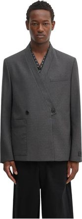 Kenzo Weave Adjusted Kimono Tailored Jacket - Heren - Blazers - Grijs - M - Wol - Jassen