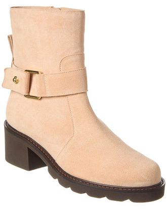 Stuart Weitzman Boulevard Moto Zip Suede Bootie