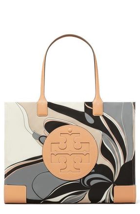 Tory Burch Ella Print Tote in Neutral Tulip Swirl at Nordstrom