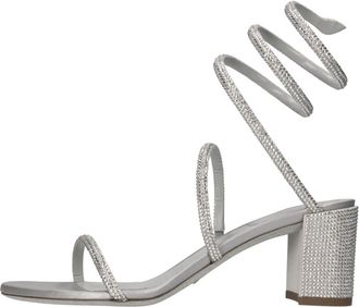 Rene Caovilla Cleo Sandaal - Dames - Sandalen met hakken - Grijs - 35 1/2 EU - Leer - Schoenen
