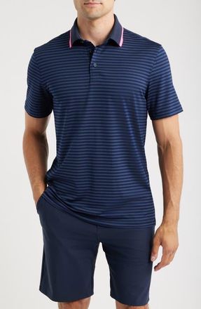 G/Fore Stripe Mesh Golf Polo in Twilight at Nordstrom, Size Xx-Large