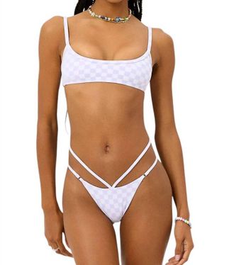 Frankies Bikinis Layla Checkered Jacquard Bottom In Purple