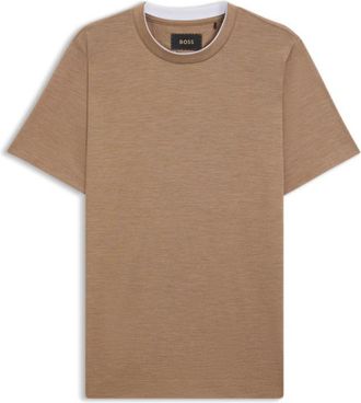 BOSS Double-collar T-shirt in cotton and silk