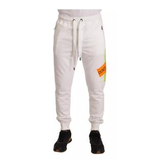 Dolce & Gabbana Sweatpants, male, White, Size: L White Cotton Logo Patch Jogging Pants