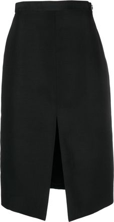 Khaite slit-detail straight skirt - women - Viscose/Silk/Virgin Wool - 2 - Black