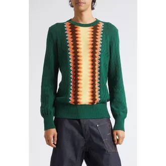 J.W.Anderson Chevron Stitch Sweater in Pine at Nordstrom, Size X-Large