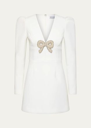 Rebecca Vallance Dreamer Bow-Embellished Crepe Mini Dress