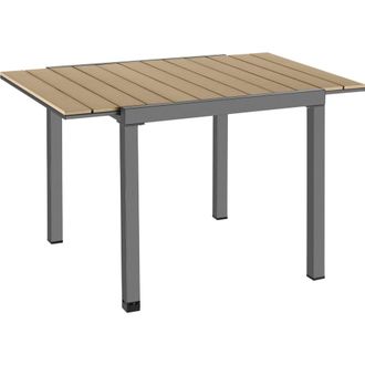 TecTake Mesa de jard&iacute;n extensible efecto madera, 80 - 120 x 80 x 74 cm marr&oacute;n