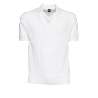 Fedeli V-neck Knitwear, male, White, Size: 3XL V-neck Knitwear