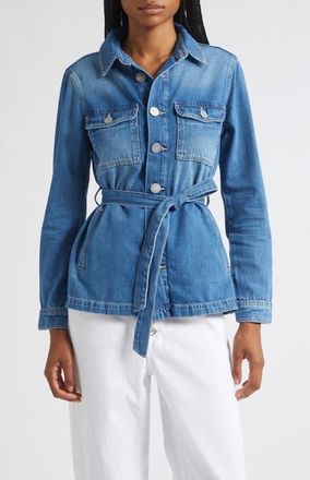 L'agence Samaya Belted Denim Utility Jacket in Torvang at Nordstrom, Size Xx-Large