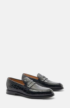 Scarosso Stefano Loafers in Black - Croco-Printed Calf at Nordstrom, Size 40.5