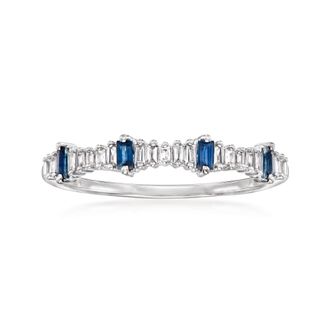 Ross-Simons Diamond and. Sapphire Stackable Ring in 14kt White Gold