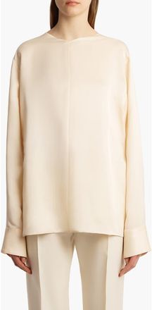 Khaite Durion Tie Back Cupro & Silk Satin Top in Custard at Nordstrom, Size X-Small