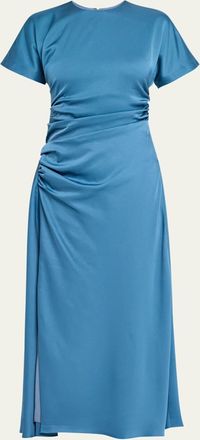 SIMKHAI Marabella Ruched Satin Midi Dress