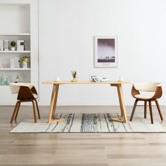 vidaXL Sillas De Comedor 2 Pcs Madera Curva Y Crema De Cuero Artificial