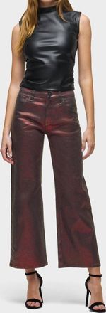 Hudson Rosie High-Rise Wide Leg Jeans In Port Glitter Foil