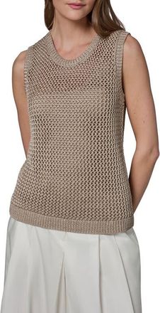 DKNY Metallic Open Stitch Sweater Tank in Tuscan Grey at Nordstrom, Size Large