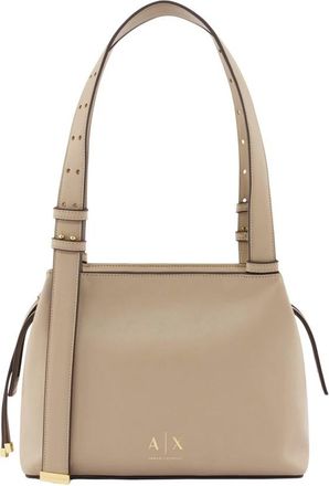 A|X Armani Exchange Alice S Schoudertas - Dames - Schoudertassen - Beige - ONE Size - Leer - Tassen