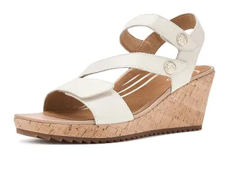 Aetrex Madelyn Adjustable Wedge Sandals Womens Wedge Shoes White : EU 43 (US Womens 11.5-12) M (B)
