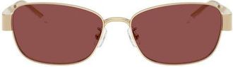 Tory Burch 55mm Gradient Polarized Rectangular Sunglasses in Shiny Light Gold /Dark Violet at Nordstrom