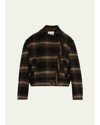 Isabel Marant Galeane Plaid Wool Crop Jacket