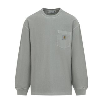 Carhartt Work in Progress Carhartt Wip, Long Sleeve Tops, male, Green, Size: XL L/S Loose Pocket T-Shirt