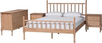 Baxton Studio Laurent Bamboo-Style 4Pc Queen Bedroom Set