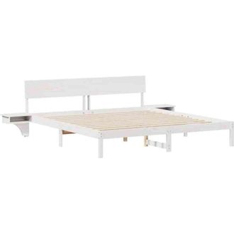 vidaXL Estructura De Cama Con Cabecera Blanco Madera Maciza De Pino Vidaxl