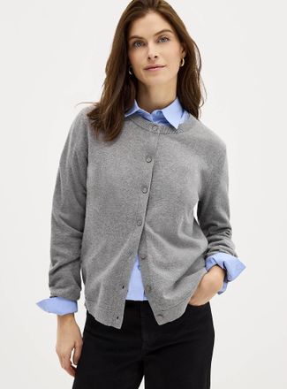 Contemporaine Womens Fine-knit solid essential Cardigan Sweater