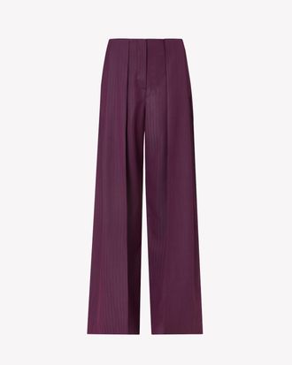 Serena Bute Wool Beltloop Pleated Trouser - Plum